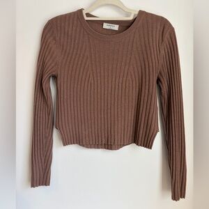 Babaton Aritzia Cocoa Ribbed Cropped Sweater